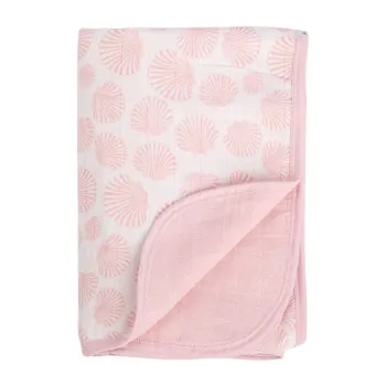 Patura pentru copii roz din bumbac 120x120 cm Seashell - Mijolnir imagine