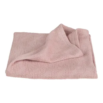 Patura pentru copii roz din bumbac organic tricotata 80x80 cm Lil Planet - Roba imagine