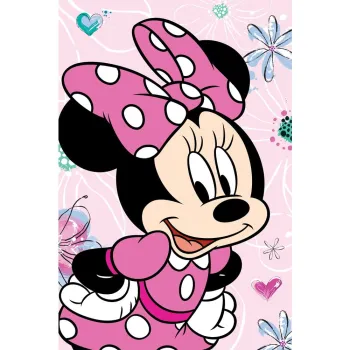 Patura pentru copii roz din microplus 100x150 cm Minnie Flowers - Jerry Fabrics imagine