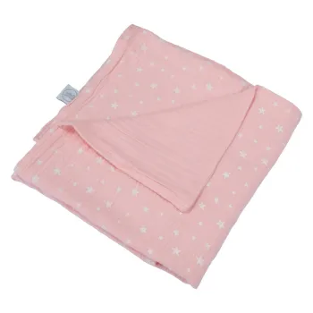 Patura pentru copii roz din muselina 75x75 cm - Bebe Douceur imagine