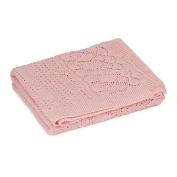 Patura pentru copii, roz prafuit din bumbac organic tricotata 80x100 cm Sorbet - Cam Cam Copenhagen imagine
