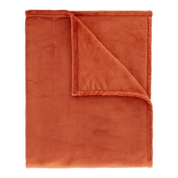 Patura portocalie din microplus/cocolino 130x170 cm Raschel Velvet - Catherine Lansfield imagine