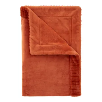 Patura portocalie din microplus/cocolino 150x200 cm Velvet and Faux Fur - Catherine Lansfield imagine