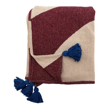 Patura rosie/bej din bumbac reciclat 130x160 cm Cimmi - Bloomingville imagine