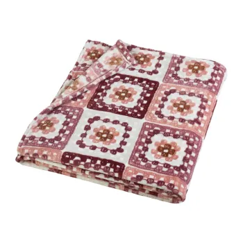 Patura roz din microplus/cocolino 130x170 cm Crochet Print - Catherine Lansfield imagine
