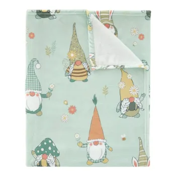 Patura verde-deschis din microplus/cocolino 130x170 cm cu model de Pasti Spring Gonks - Catherine Lansfield imagine