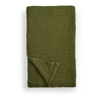 Patura verde din bumbac 150x200 cm Jaipur Chunky Waffle - Pineapple Elephant imagine