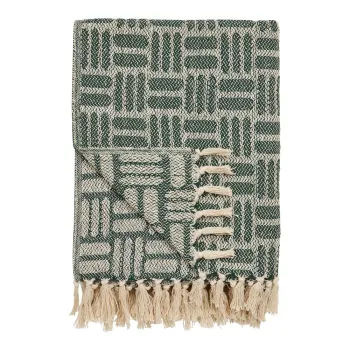 Patura verde din bumbac reciclat 130x180 cm Adana - House Nordic imagine