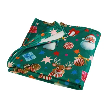 Patura verde din microplus/cocolino 130x170 cm cu model de Craciun Christmas Icons - Catherine Lansfield imagine