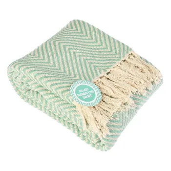 Patura verde-menta din bumbac 150x235 cm Herringbone - Rex London imagine