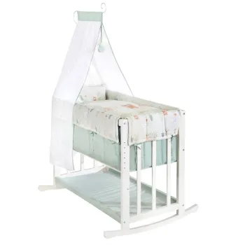 Patut leagan alb cu inaltime reglabila/co-sleeping 90x45 cm Woodland Buddies - Roba imagine