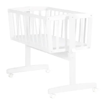 Patut leagan alb cu roti 40x90 cm - Roba imagine