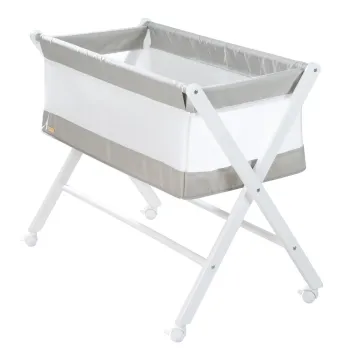 Patut leagan alb cu roti pliabil 90x45 cm - Roba imagine