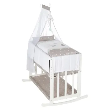 Patut leagan alb cu spatiu de depozitare si baldachin 90x45 cm Indibar - Roba imagine