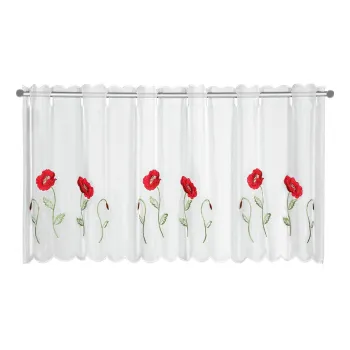 Perdea alba 155x45 cm Poppies - Sehlbach imagine