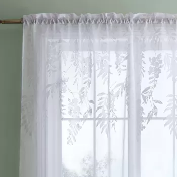 Perdea alba 229x140 cm Wisteria Floral - Catherine Lansfield imagine
