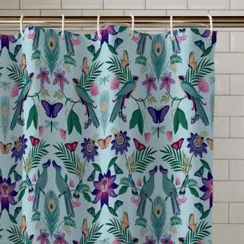 Perdea de dus 180x180 cm Mya Tropical Bird - Catherine Lansfield imagine