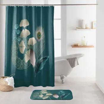 Perdea de dus 180x200 cm Ginkoblue - douceur d'interieur imagine