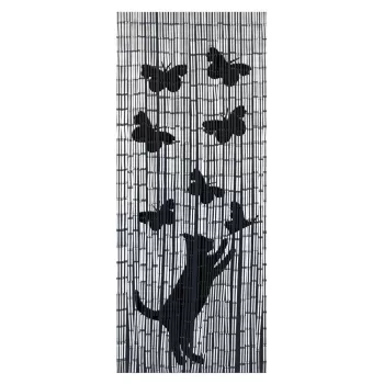 Perdea de usa din bambus neagra/gri 200x90 cm Cat and Butterfly - Maximex imagine