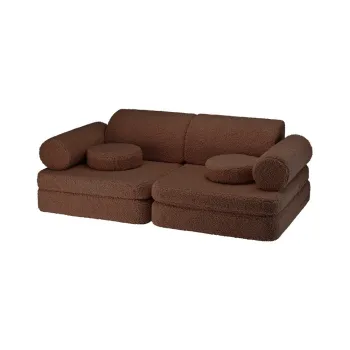 Perna de joaca pentru copii maro inchis cu tapiterie din tesatura boucle Warm Hazel - Wigiwama imagine