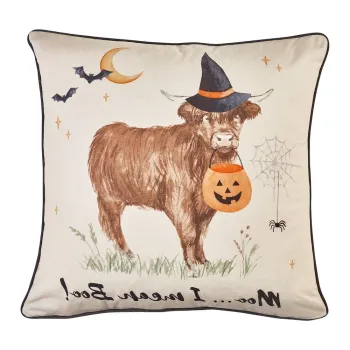 Perna decorativa 45x45 cm cu model de Halloween Halloween Highland Cow - Catherine Lansfield imagine
