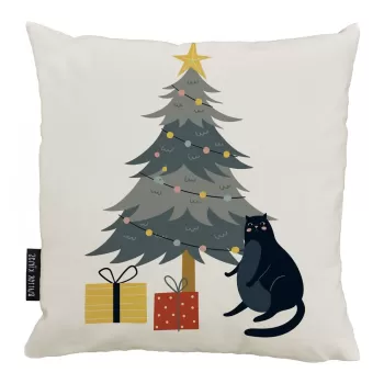 Perna decorativa de Craciun 50x50 cm Crazy Cat Xmas - Butter Kings imagine