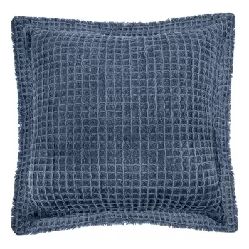 Perna decorativa din bumbac Tiseco Home Studio Waffle, 45 x 45 cm, albastru imagine