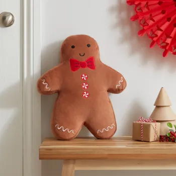 Perna decorativa din catifea 28x37 cm cu model de Craciun Gingerbread - Catherine Lansfield imagine