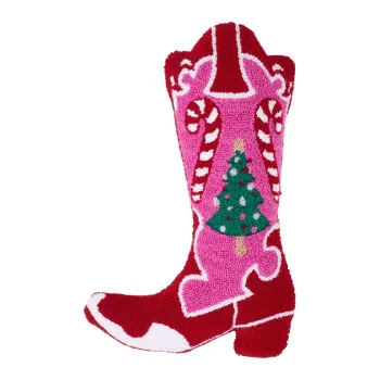 Perna decorativa din material boucle 48x35 cm cu model de Craciun Santa's Howdy Christmas Boot - Catherine Lansfield imagine