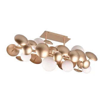 Plafoniera alb-auriu cu abajur din sticla 76x22 cm Bubble - Trio Select imagine