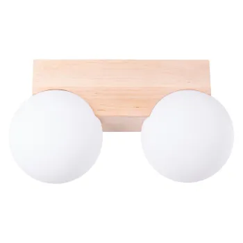 Plafoniera alba/in culoare naturala cu abajur din sticla o 12 cm Solum - Sollux imagine