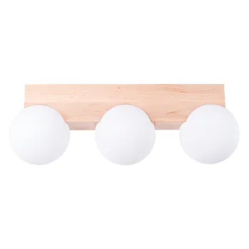 Plafoniera alba/in culoare naturala cu abajur din sticla o 12 cm Solum - Sollux imagine