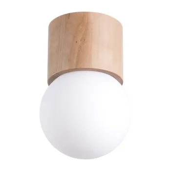 Plafoniera alba/in culoare naturala cu abajur din sticla o 12 cm Surtur - Sollux imagine