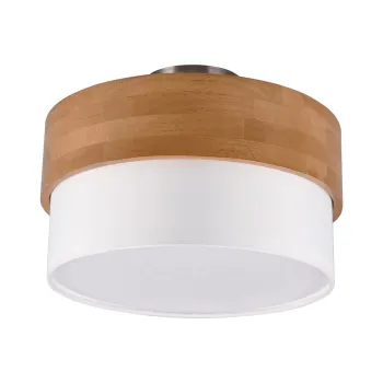 Plafoniera alba/in culoare naturala cu abajur textil Seasons - Trio imagine