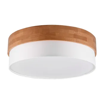 Plafoniera alba/in culoare naturala cu abajur textil Seasons - Trio imagine