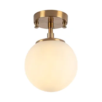 Plafoniera alba/in culoarea bronz cu abajur din sticla o 15 cm Atmaca - Opviq lights imagine