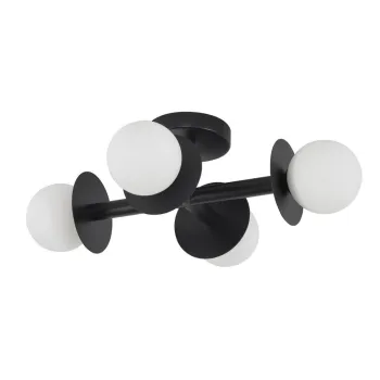 Plafoniera alba/neagra din metal cu abajur din sticla 37x51 cm Pielo - Nova Luce imagine