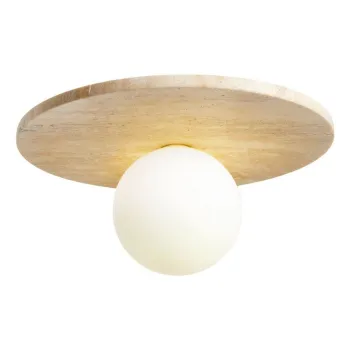 Plafoniera bej din piatra cu abajur din sticla o 12 cm Hilde - Opviq lights imagine