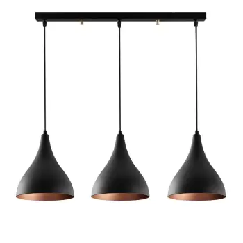 Plafoniera de 3 becuri Opviq lights Berceste Long, negru imagine