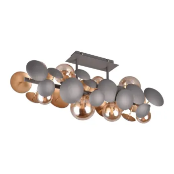 Plafoniera gri-auriu cu abajur din sticla 76x22 cm Bubble - Trio Select imagine