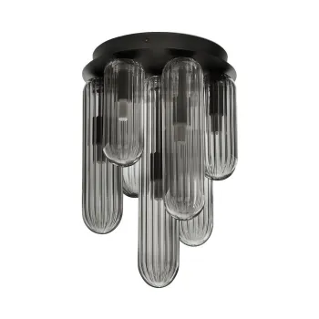 Plafoniera gri din sticla cu abajur din sticla Gustave - Nova Luce imagine