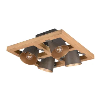 Plafoniera gri inchis/in culoare naturala cu abajur din metal 39x39 cm Bell - Trio imagine