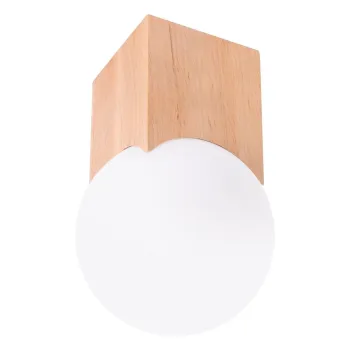 Plafoniera in culoare naturala cu abajur din sticla 12x12 cm Rayer - Nice Lamps imagine