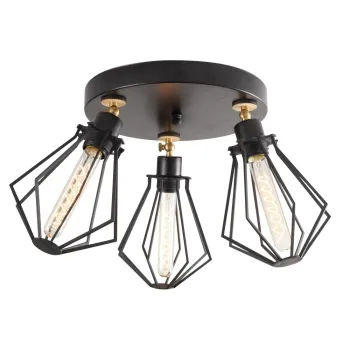 Plafoniera neagra/aurie cu abajur din metal o 18 cm Oylat - Opviq lights imagine