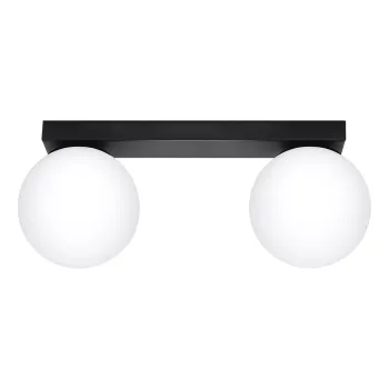 Plafoniera neagra cu abajur din sticla o 12 cm Umerta - Nice Lamps imagine