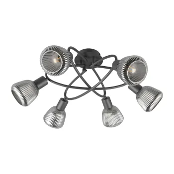 Plafoniera neagra cu abajur din sticla Tarifa - Trio imagine