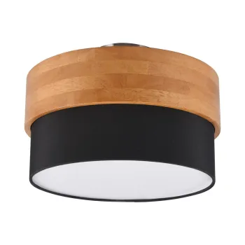 Plafoniera neagra/in culoare naturala cu abajur textil Seasons - Trio imagine