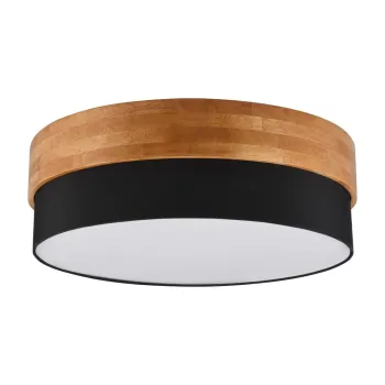 Plafoniera neagra/in culoare naturala cu abajur textil Seasons - Trio imagine