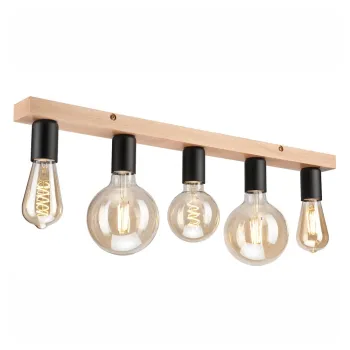 Plafoniera neagra/in culoare naturala - LAMKUR imagine