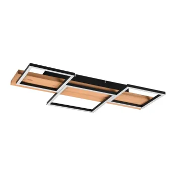 Plafoniera neagra/in culoare naturala LED cu intensitate reglabila 34x65 cm Harper - Trio imagine